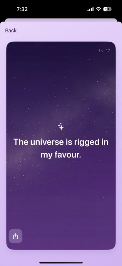 Breebo Manifest affirmation card in light theme